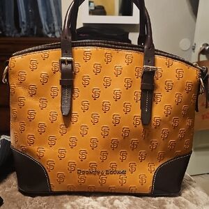Dooney & Bourke Orange Leather Satchel with Dark Brown Trim